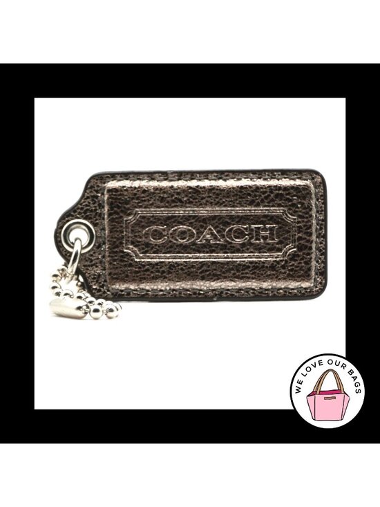 COACH Accessories - 2.5" Large COACH Gray Pewter Crackle Leather Key Fob Bag Charm Keychain Hang Tag